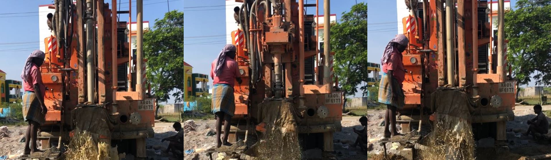 Borewell drilling in progress on site