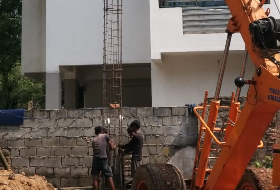 Pile foundation work on site